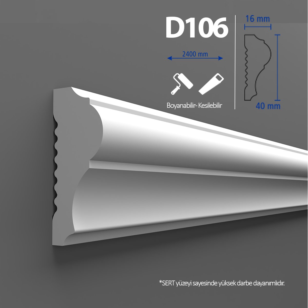 Walldeco Boyanabilir Sert Dekoratif Duvar Çıtası D-106