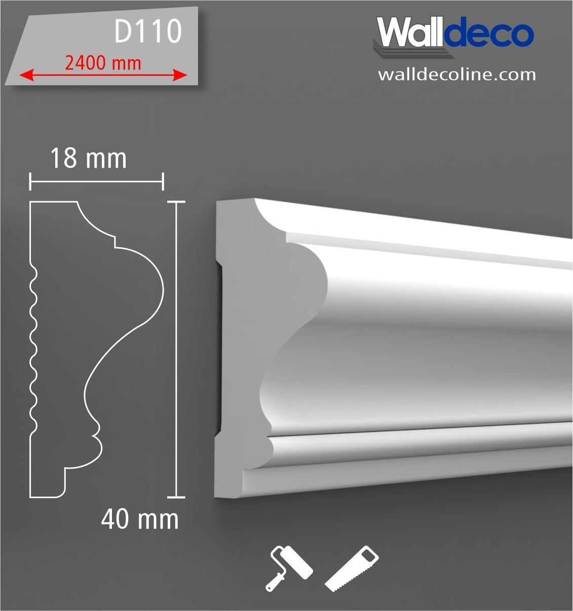 Walldeco Boyanabilir Sert Dekoratif Duvar Çıtası D-110