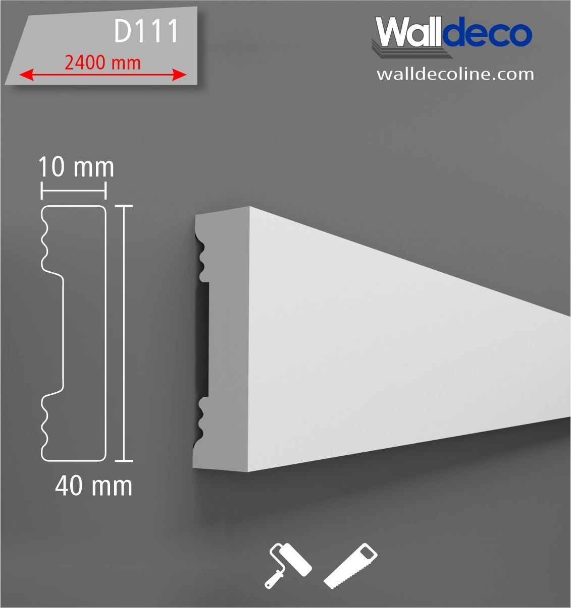 Walldeco Boyanabilir Sert Dekoratif Duvar Çıtası D-111