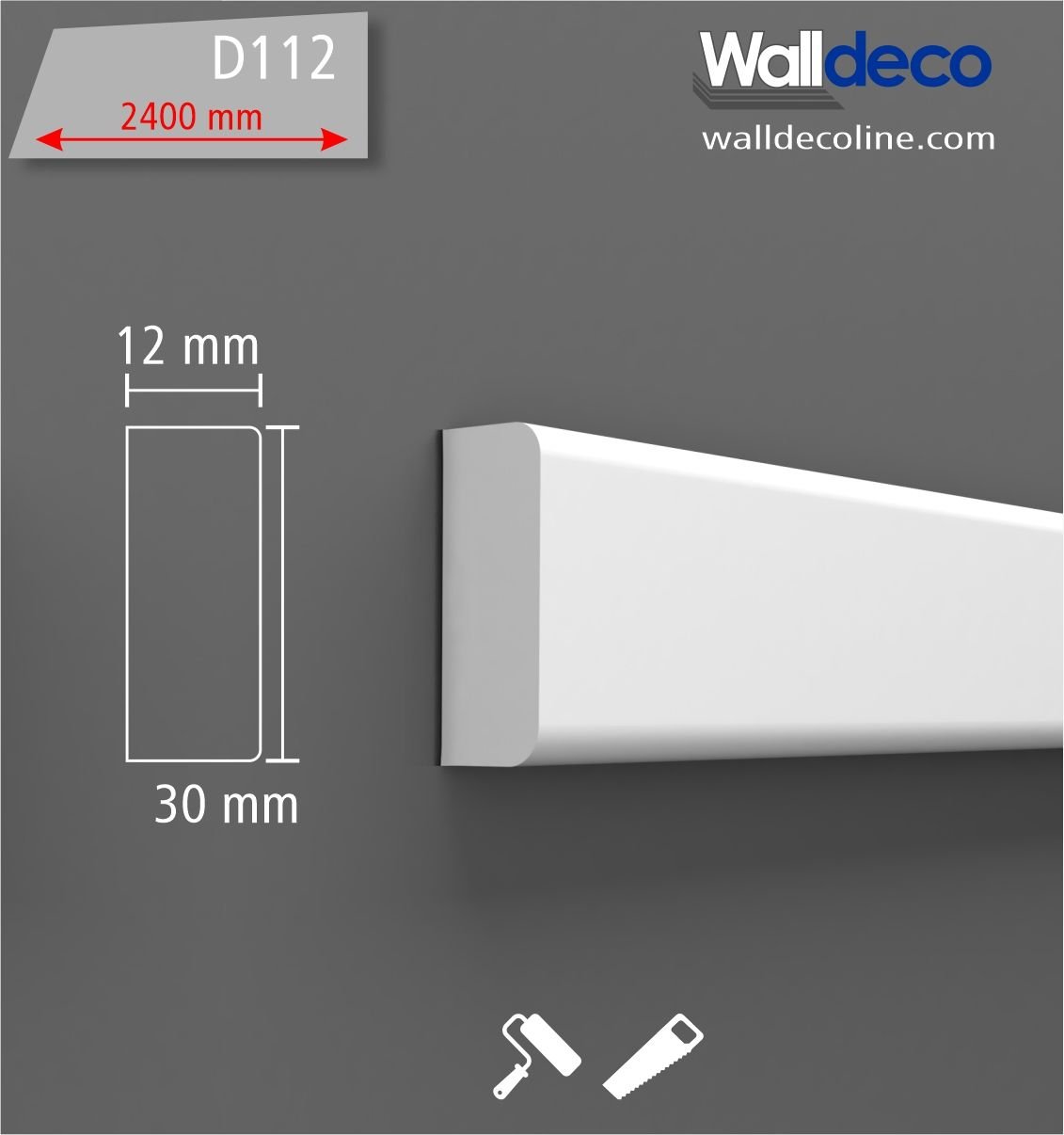 Walldeco Boyanabilir Sert Dekoratif Duvar Çıtası D-112